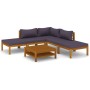 Muebles de jardín 6 pzas cojines madera maciza de acacia