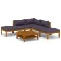 Muebles de jardín 6 pzas cojines madera maciza de acacia de vidaXL, Conjuntos de jardín - Ref: Foro24-3086892, Precio: 595,63...