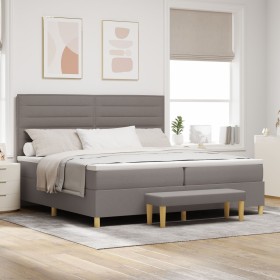 Cama Box Spring con Colchón y Banco Taupe 200x200