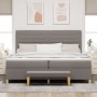 Cama Box Spring  con Colchón y Banco Taupe 200x200 cm Tela | Foro24.es | Tu tienda online para hogar, jardín y más Foro24.es