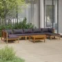 Muebles de jardín 8 pzas cojines madera maciza de acacia de vidaXL, Conjuntos de jardín - Ref: Foro24-3086923, Precio: 956,71...
