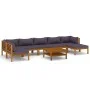 Muebles de jardín 8 pzas cojines madera maciza de acacia de vidaXL, Conjuntos de jardín - Ref: Foro24-3086923, Precio: 956,71...