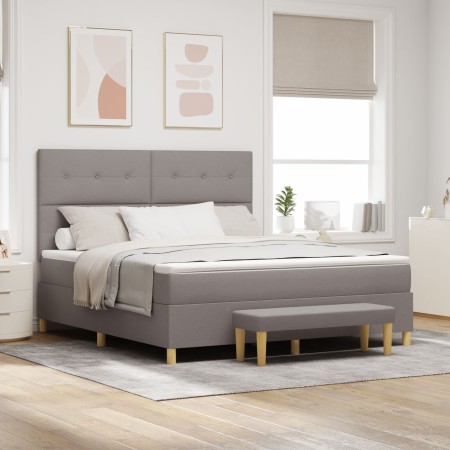 Cama con Somier con Colchón y Banco Taupe 180x200 cm Tela by , Beds and slatted bases - Ref: Foro24-3344321, Price: 702,50 €,...