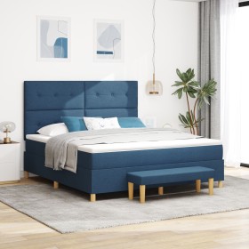 Comprar Cama Box Spring con Colchón y Banco Azul