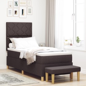 Cama con somier y colchón marrón oscuro 80 x 200