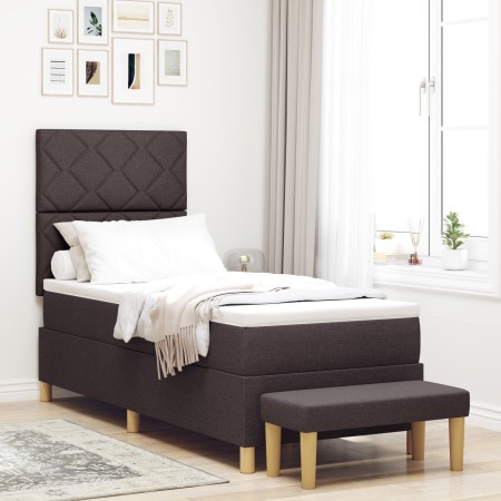 Cama con somier y colchón marrón oscuro 80 x 200 cm Tela | Foro24.es | Tu tienda online para hogar, jardín y más Foro24.es