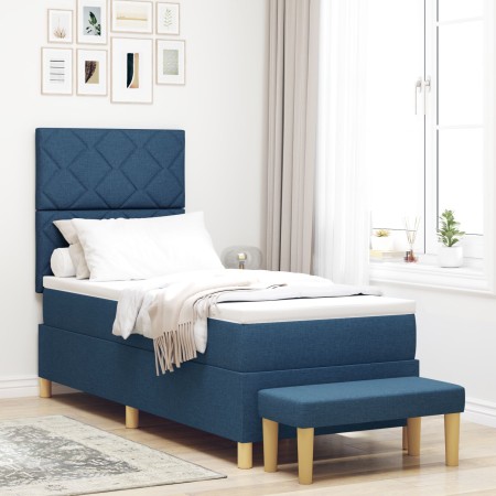 Cama con Box Spring con Colchón y Banco Azul 80x200 cm Tela by , Beds and slatted bases - Ref: Foro24-3344337, Price: 355,73 ...