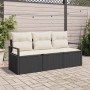 Conjunto de sofá de jardín 3 pcs Negro Poliratán
