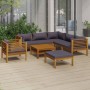Muebles de jardín 8 pzas cojines madera maciza de acacia