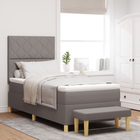 Cama de Resortes con Colchón y Banco Taupe 90x190