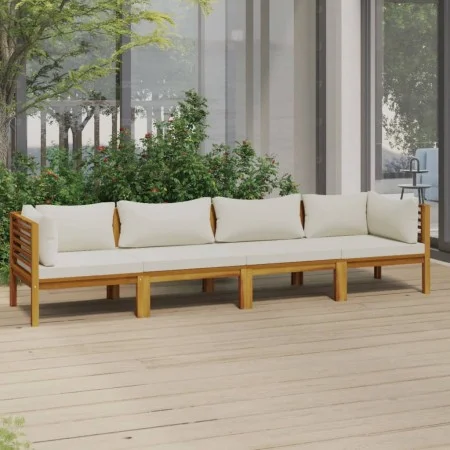 4-seater garden sofa with cream acacia wood cushion by vidaXL, Garden sets - Ref: Foro24-3086933, Price: 715,10 €, Discount: %