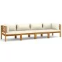 4-seater garden sofa with cream acacia wood cushion by vidaXL, Garden sets - Ref: Foro24-3086933, Price: 715,10 €, Discount: %