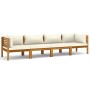 4-Sitzer-Gartensofa mit Kissen aus cremefarbenem Akazienholz von vidaXL, Gartensets - Ref: Foro24-3086933, Preis: 646,65 €, R...