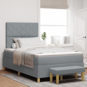 Cama con Somier con Colchón y Banco Gris Claro 120x190 cm Tela by , Beds and slatted bases - Ref: Foro24-3344359, Price: 427,...