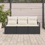 Conjunto de sofá de jardín 3 pcs Negro Poliratán