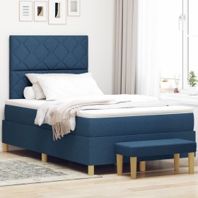 Cama con Somier y Banco Azul 120x200 cm Tela