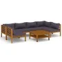 Muebles de jardín 7 pzas cojines madera maciza de acacia de vidaXL, Conjuntos de jardín - Ref: Foro24-3086915, Precio: 865,95...