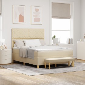 Cama Box Spring con Colchón y Banco Crema 140x190