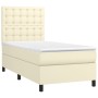 Cama box spring colchón y LED cuero sintético crema 100x200 cm
