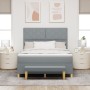 Cama con somier con colchón y banco gris claro 140x200 cm tela | Foro24.es | Tu tienda online para hogar, jardín y más Foro24.es