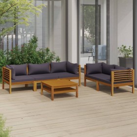 Muebles de jardín 6 pzas cojines madera maciza de acacia de vidaXL, Conjuntos de jardín - Ref: Foro24-3086903, Precio: 823,94...