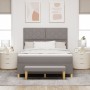 Cama con Somier con Colchón y Banco Taupe 160x200 cm Tela | Foro24.es | Tu tienda online para hogar, jardín y más Foro24.es