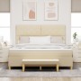 cama con somier, colchón y banco crema 180x200 cm tela | Foro24.es | Tu tienda online para hogar, jardín y más Foro24.es