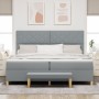 Cama con Somier y Banco Gris Claro 200x200 cm Tela | Foro24.es | Tu tienda online para hogar, jardín y más Foro24.es