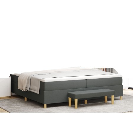Cama con Base de Muelles con Colchón y Banco Gris Oscuro 200x200 cm Tela | Foro24.es | Tu tienda online para hogar, jardín y más Foro24.es