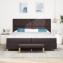Cama con somier con colchón y banco marrón oscuro 200x200 cm tela by , Beds and slatted bases - Ref: Foro24-3344404, Price: 7...