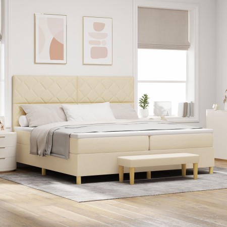 Cama con Somier con Colchón y Banco Crema 200x200 cm Tela | Foro24.es | Tu tienda online para hogar, jardín y más Foro24.es