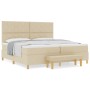 Cama con Somier con Colchón y Banco Crema 200x200 cm Tela | Foro24.es | Tu tienda online para hogar, jardín y más Foro24.es
