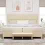 Cama con Somier con Colchón y Banco Crema 200x200 cm Tela | Foro24.es | Tu tienda online para hogar, jardín y más Foro24.es