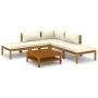 Garden furniture set 6 pieces with cream cushions solid acacia wood by vidaXL, Garden sets - Ref: Foro24-3086924, Price: 688,...