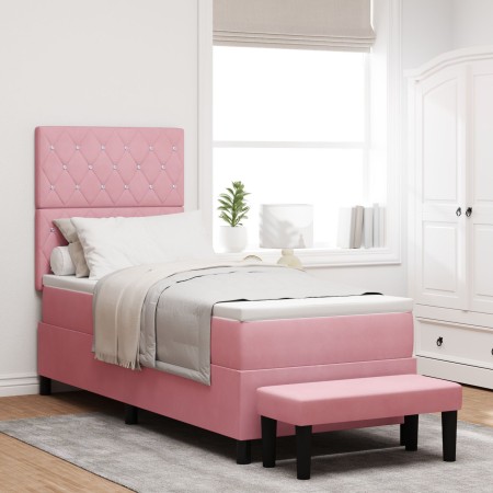 Cama de Base con Colchón y Banco Rosa 80x200 cm Terciopelo von , Betten und Lattenroste - Ref: Foro24-3344413, Preis: 357,29 ...