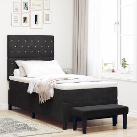 Cama con Somier con Colchón y Banco Negro 100x200 cm Terciopelo de , Camas y somieres - Ref: Foro24-3344428, Precio: 373,79 €...