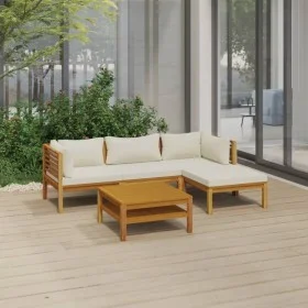 Garden furniture 5 pcs cream cushions solid acacia wood by vidaXL, Garden sets - Ref: Foro24-3086927, Price: 599,47 €, Discou...