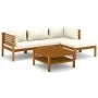 Gartenmöbel 5 Stück cremefarbene Kissen aus massivem Akazienholz von vidaXL, Gartensets - Ref: Foro24-3086927, Preis: 593,83 ...