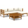 Gartenmöbel 5 Stück cremefarbene Kissen aus massivem Akazienholz von vidaXL, Gartensets - Ref: Foro24-3086927, Preis: 568,51 ...
