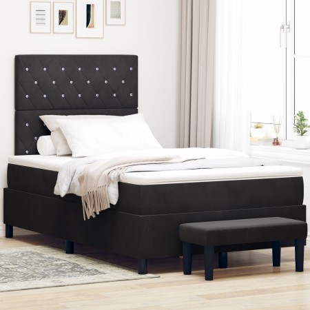 Cama con Muelles y Colchón Negro 120x200 cm Terciopelo by , Beds and slatted bases - Ref: Foro24-3344440, Price: 451,52 €, Di...