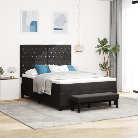 Cama con Base con Colchón & Banco Negro 140x200 cm Terciopelo by , Beds and slatted bases - Ref: Foro24-3344452, Price: 541,0...