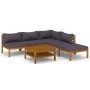 Muebles de jardín 6 pzas cojines madera maciza de acacia de vidaXL, Conjuntos de jardín - Ref: Foro24-3086916, Precio: 632,82...