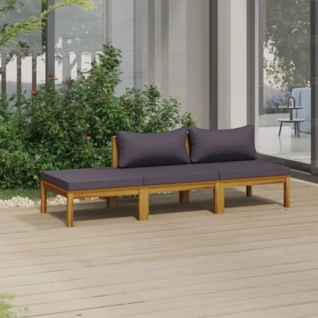 Muebles de jardín 3 pzas cojines madera maciza de acacia de vidaXL, Conjuntos de jardín - Ref: Foro24-3086920, Precio: 319,52...