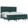 Cama con Base de Resortes con Colchón y Banco Verde Oscuro 200x200 cm Terciopelo by , Beds and slatted bases - Ref: Foro24-33...