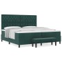 Cama con Base de Resortes con Colchón y Banco Verde Oscuro 200x200 cm Terciopelo by , Beds and slatted bases - Ref: Foro24-33...