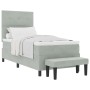 Cama con somier con colchón y banco gris claro 90x190 cm terciopelo | Foro24.es | Tu tienda online para hogar, jardín y más Foro24.es