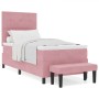 Cama con base de resortes, colchón y banco rosa 90x190 cm terciopelo by , Beds and slatted bases - Ref: Foro24-3344485, Price...