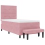 Cama con base de resortes, colchón y banco rosa 90x190 cm terciopelo by , Beds and slatted bases - Ref: Foro24-3344485, Price...