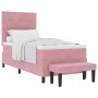 Cama con Somier con Colchón & Banco Rosa 90x200 cm Terciopelo by , Beds and slatted bases - Ref: Foro24-3344491, Price: 353,2...