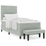 Cama Box Spring con Colchón y Banco Gris Claro 100x200 cm Terciopelo by , Beds and slatted bases - Ref: Foro24-3344492, Price...